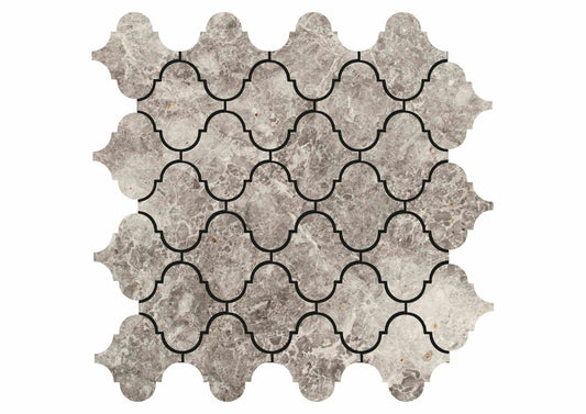 Tundra Gray Marble Arabesque Mosaic Tile