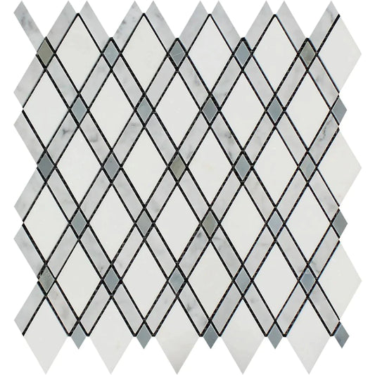 Thassos White Lattice (Thassos + Carrara White + Blue) Polished