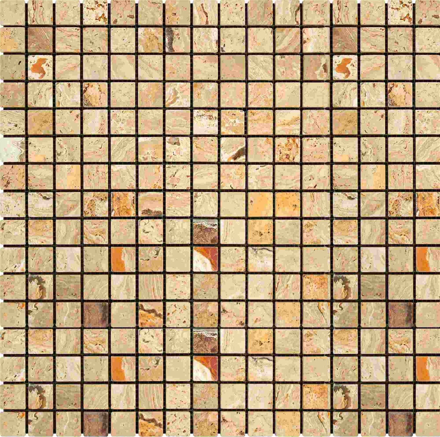 Valencia Travertine Tumbled Square Mosaic Tile 5/8x5/8"