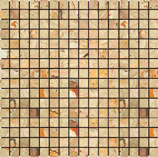 Valencia Travertine Tumbled Square Mosaic Tile 5/8x5/8"