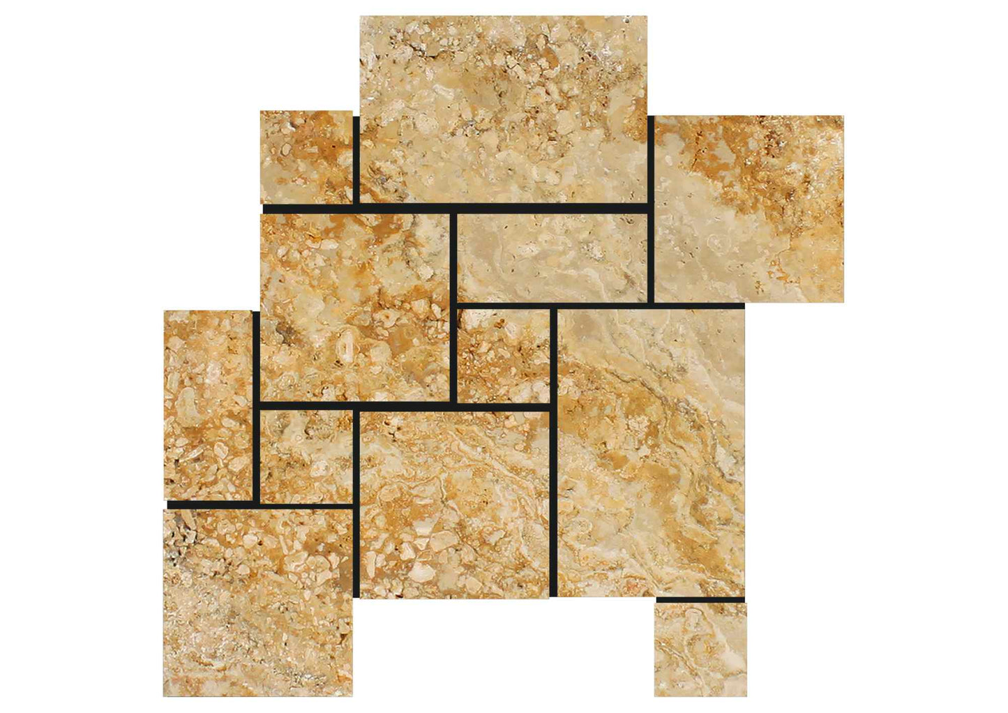 Valencia Travertine Tumbled Mini Pattern Mosaic Tile