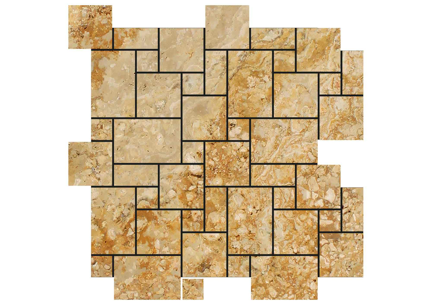 Valencia Travertine Tumbled Mini Versailles Mosaic Tile