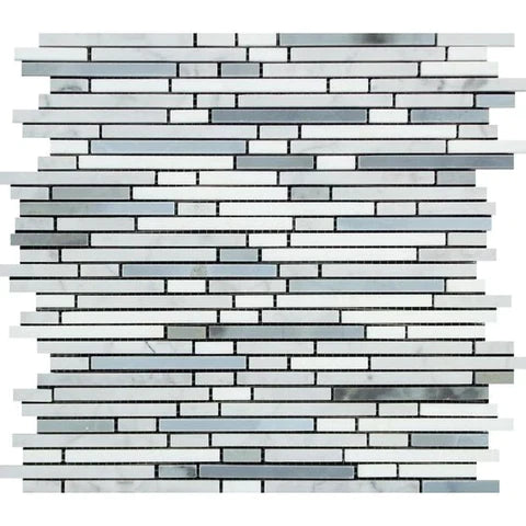 Thassos White Bamboo Sticks (Mix Color) Mosaic Polished