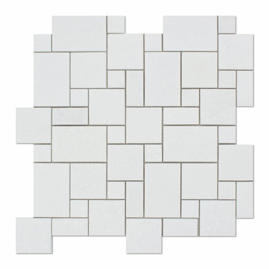 Thassos White Mini-Versailles Pattern Mosaic Polished