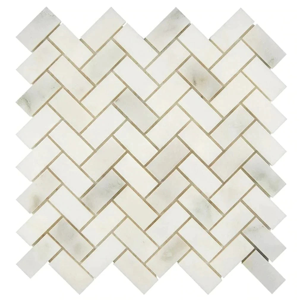 Calacatta Oliva Marble Mosaic 1" X 2" 3/8 Herringbone Mosaic