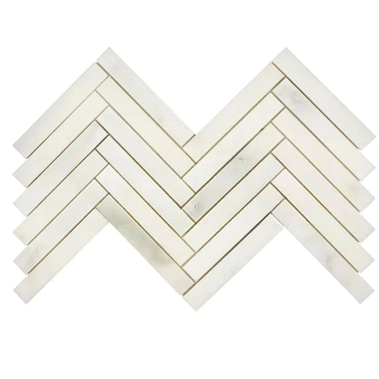 Calacatta Oliva Marble Mosaic 1" X 6" 3/8 Herringbone Mosaic