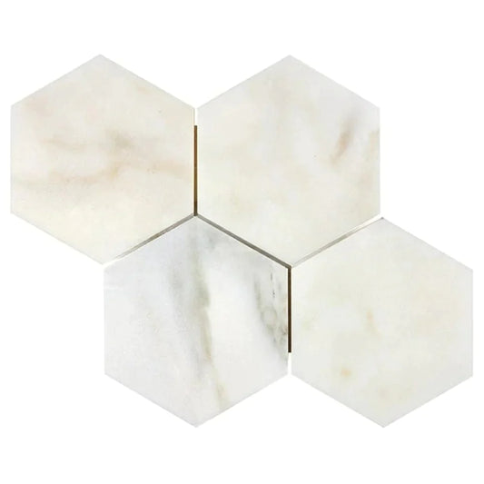 Calacatta Oliva Marble Mosaic 6" X 6" 3/8 Hexagon Mosaic