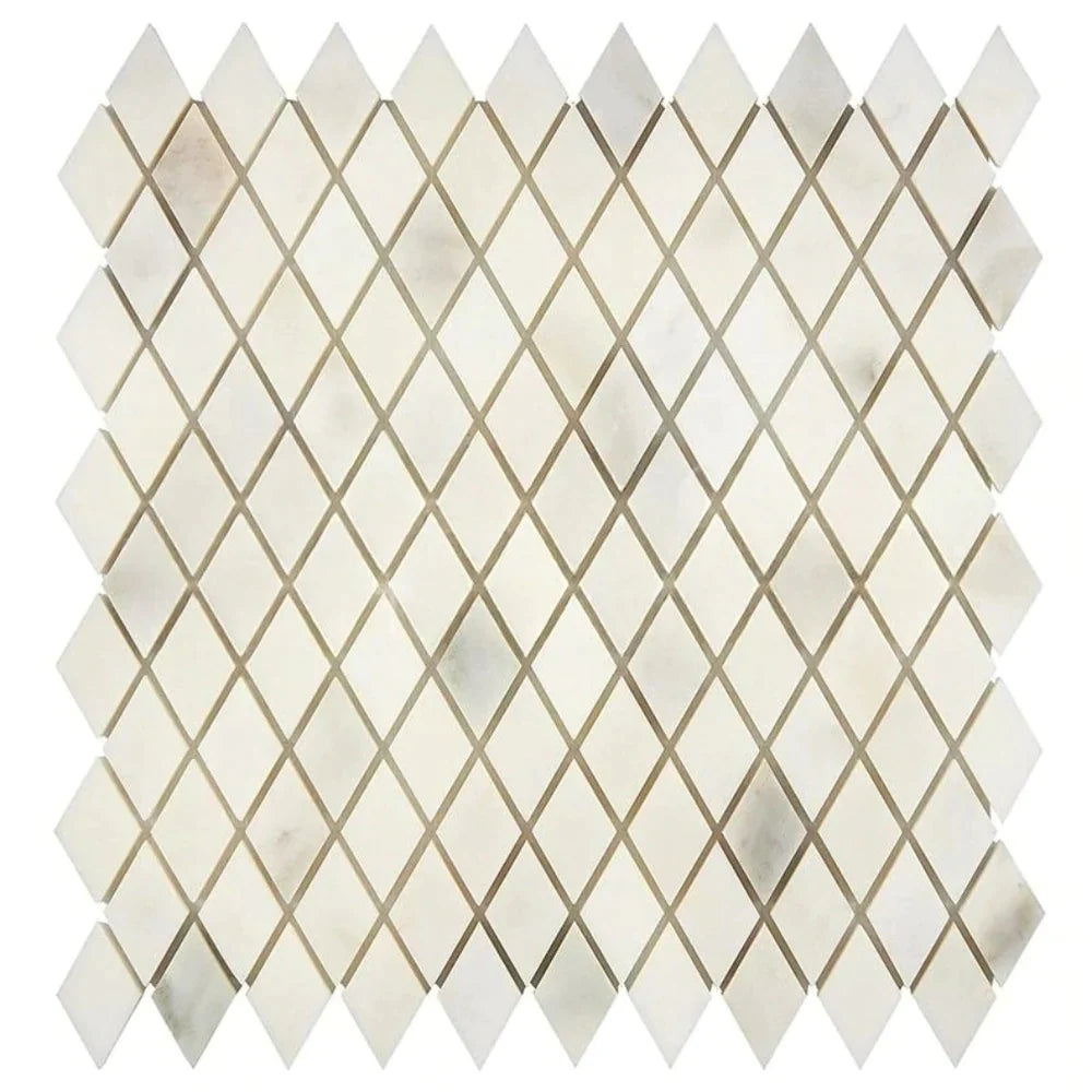 Calacatta Oliva Marble Mosaic - 3/8 Diamond / Rhomboid Mosaic