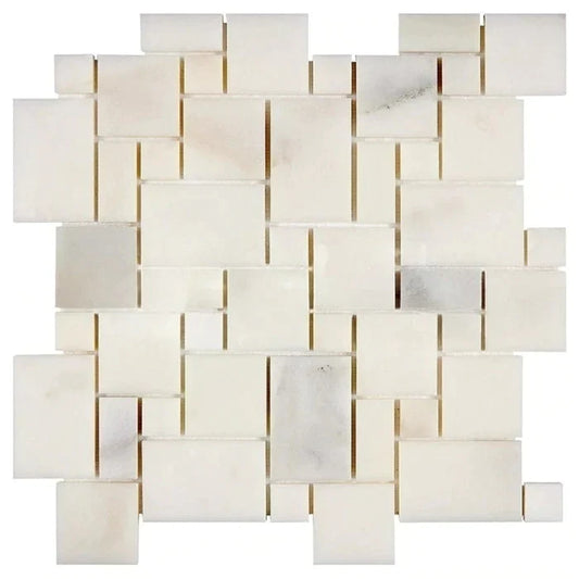 Calacatta Oliva - Mini-Versailles Pattern Mosaic Polished