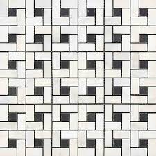 Thassos White Pinwheel (Mini) Mosaic w/ Black Dots Polished