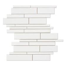 Thassos White Manhattan (Random-Strip) Mosaic Polished