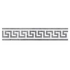 Thassos White Marble 3 1/2" x 7" 3/8 Border /w Blue-Gray Greek Key