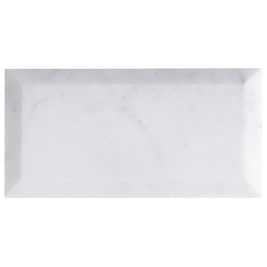 Afyon White Polished Beveled Wall and Floor Tile  6"x12"