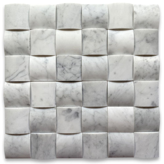 Italian Carrara White 3D Small Bread Mosaic Backsplash Wall Tile